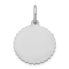 10k White Gold Scalloped Disc with Name Charm