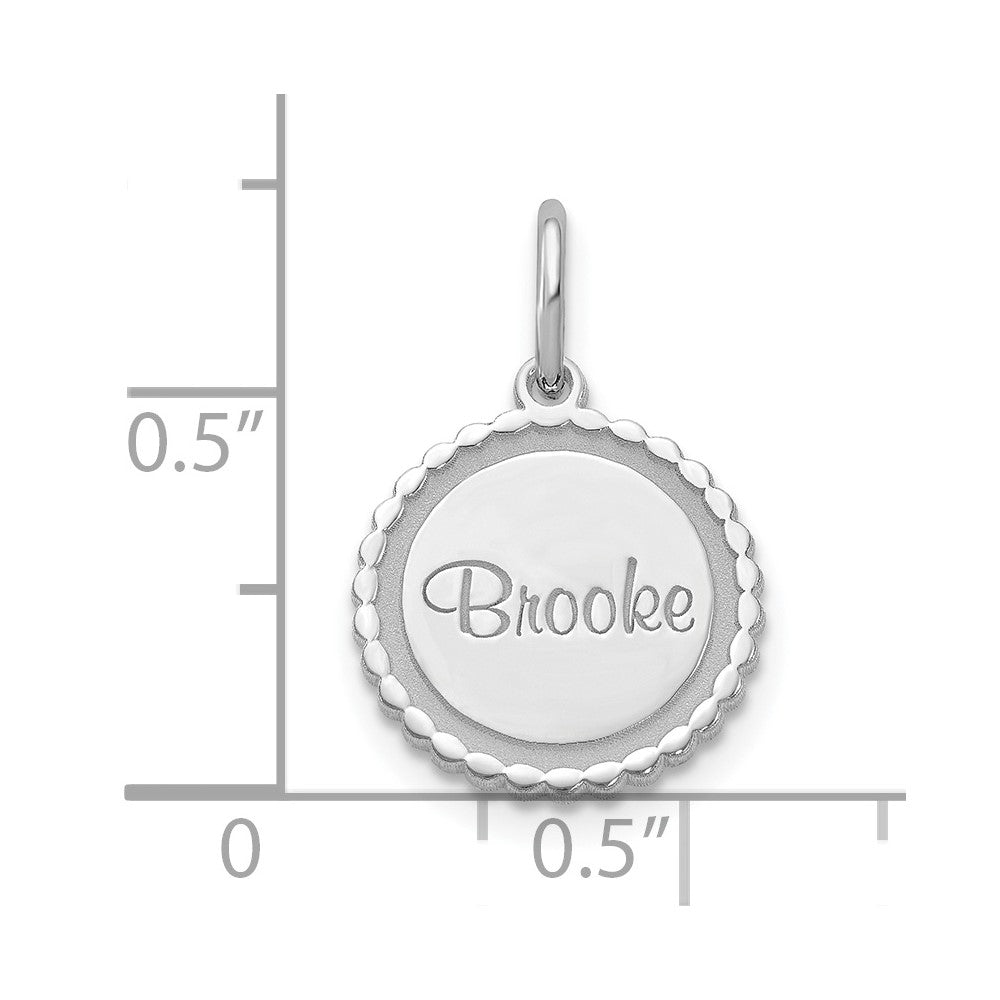 10k White Gold Scalloped Disc with Name Charm