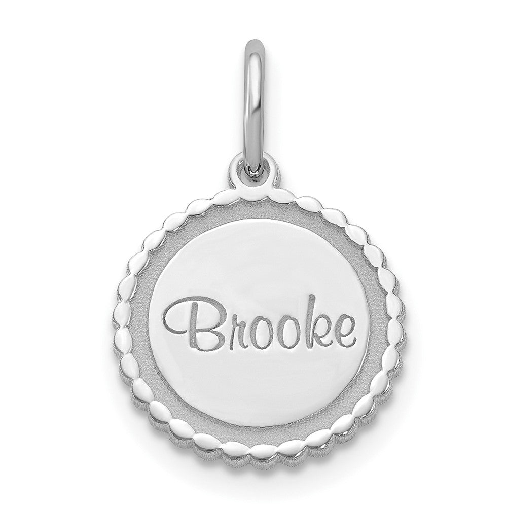 10k White Gold Scalloped Disc with Name Charm