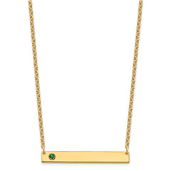 10KY 1 Birthstone w/ 14k Bezel Large Bar Necklace