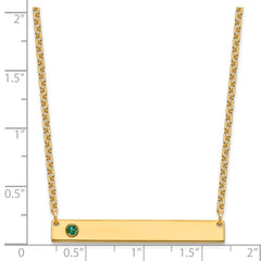 10KY 1 Birthstone w/ 14k Bezel Large Bar Necklace