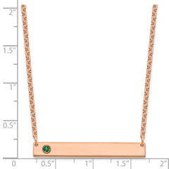 14K Rose gold 1 Birthstone w/ 14k Bezel Large Bar Necklace