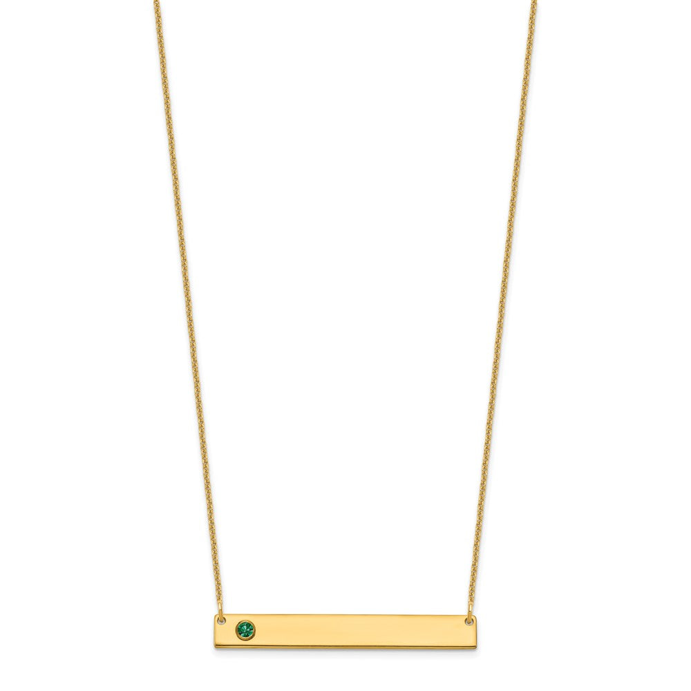 14KY 1 Birthstone w/ 14k Bezel Large Bar Necklace