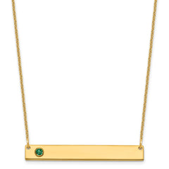 14KY 1 Birthstone w/ 14k Bezel Large Bar Necklace