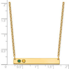 10KY 2 Birthstone w/ 14k Bezel Large Bar Necklace