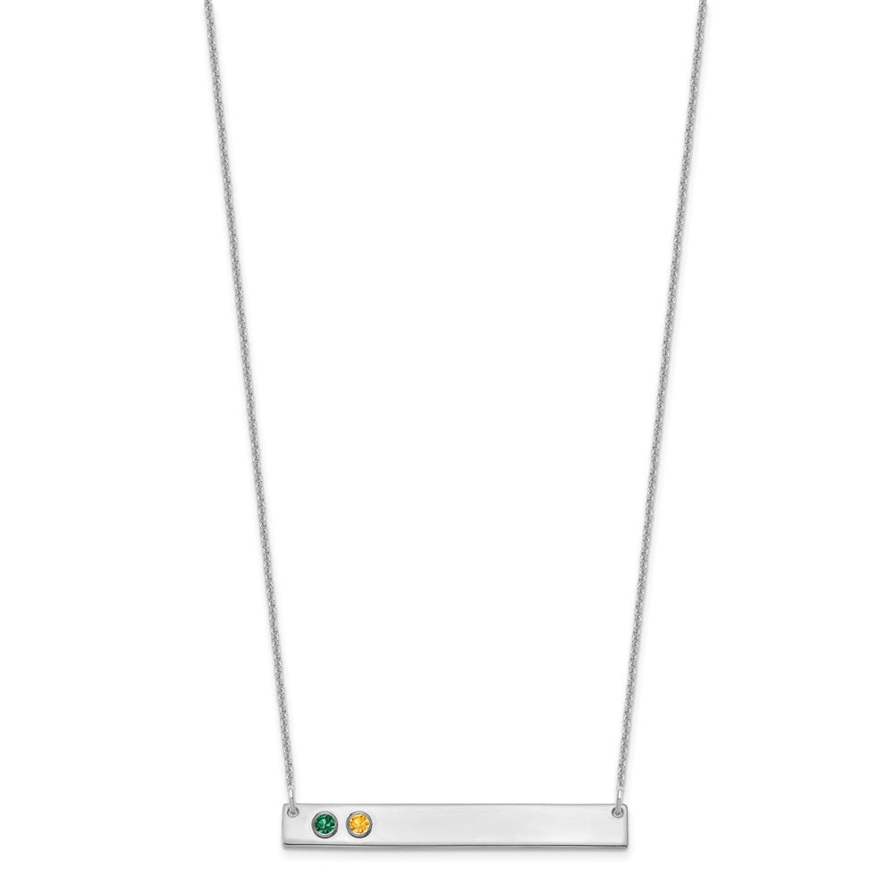 10KW 2 Birthstone w/ 14k Bezel Large Bar Necklace