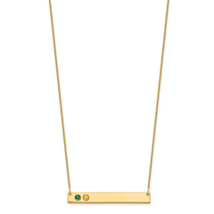 14KY 2 Birthstone w/ 14k Bezel Large Bar Necklace