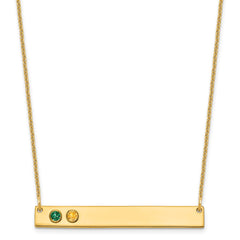 14KY 2 Birthstone w/ 14k Bezel Large Bar Necklace