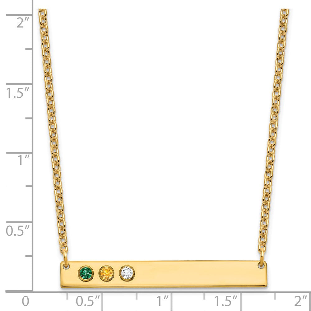 10KY 3 Birthstone w/ 14k Bezel Large Bar Necklace