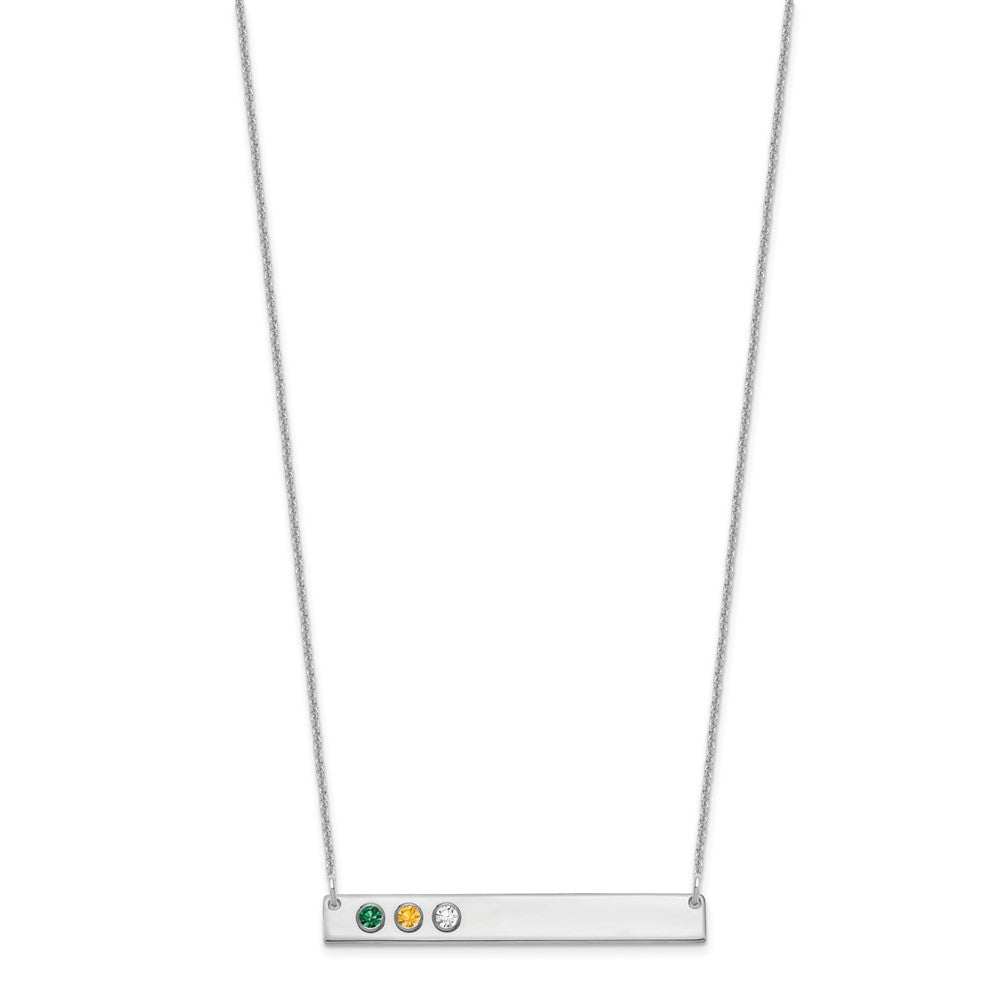 10KW 3 Birthstone w/ 14k Bezel Large Bar Necklace