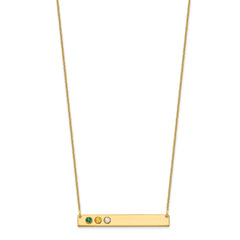 14KY 3 Birthstone w/ 14k Bezel Large Bar Necklace