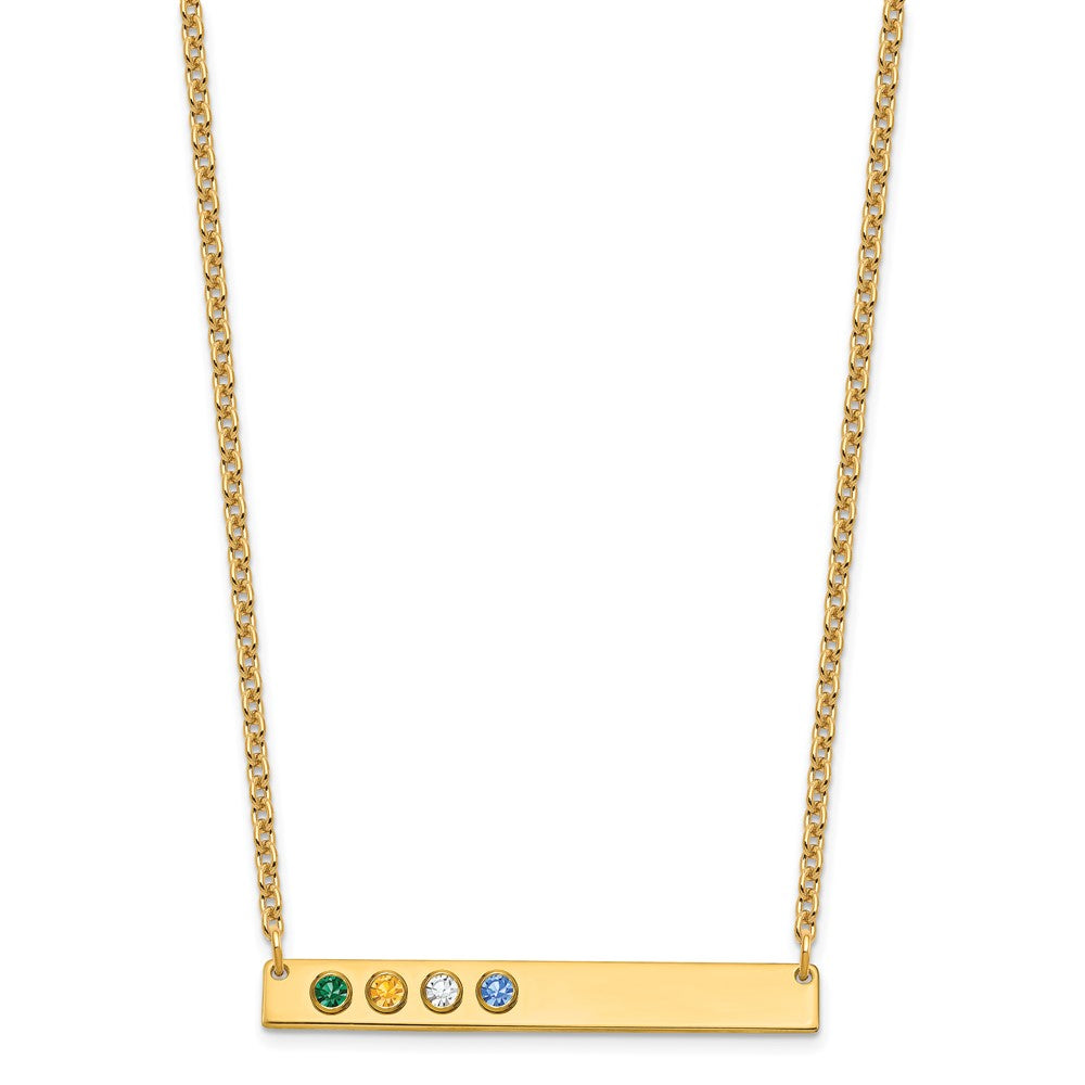 10KY 4 Birthstone w/ 14k Bezel Large Bar Necklace