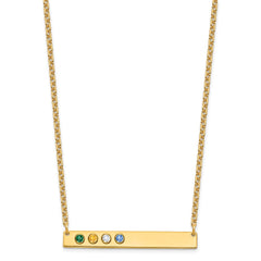 10KY 4 Birthstone w/ 14k Bezel Large Bar Necklace