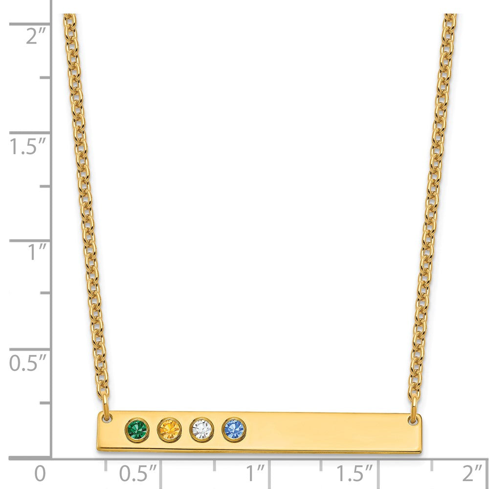 10KY 4 Birthstone w/ 14k Bezel Large Bar Necklace