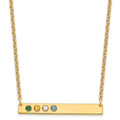 10KY 4 Birthstone w/ 14k Bezel Large Bar Necklace