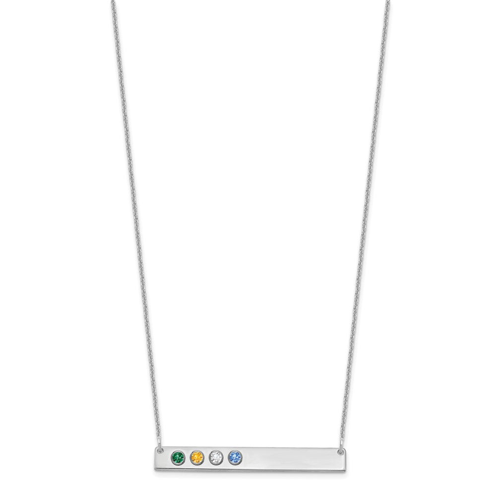 10KW 4 Birthstone w/ 14k Bezel Large Bar Necklace