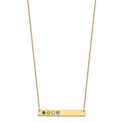 14KY 4 Birthstone w/ 14k Bezel Large Bar Necklace