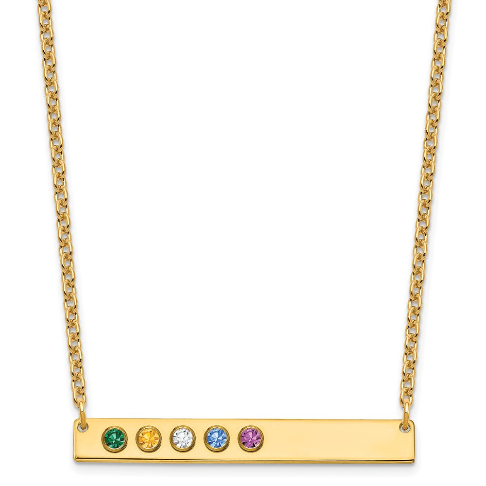 10KY 6 Birthstone w/ 14k Bezel Large Bar Necklace