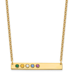 10KY 6 Birthstone w/ 14k Bezel Large Bar Necklace