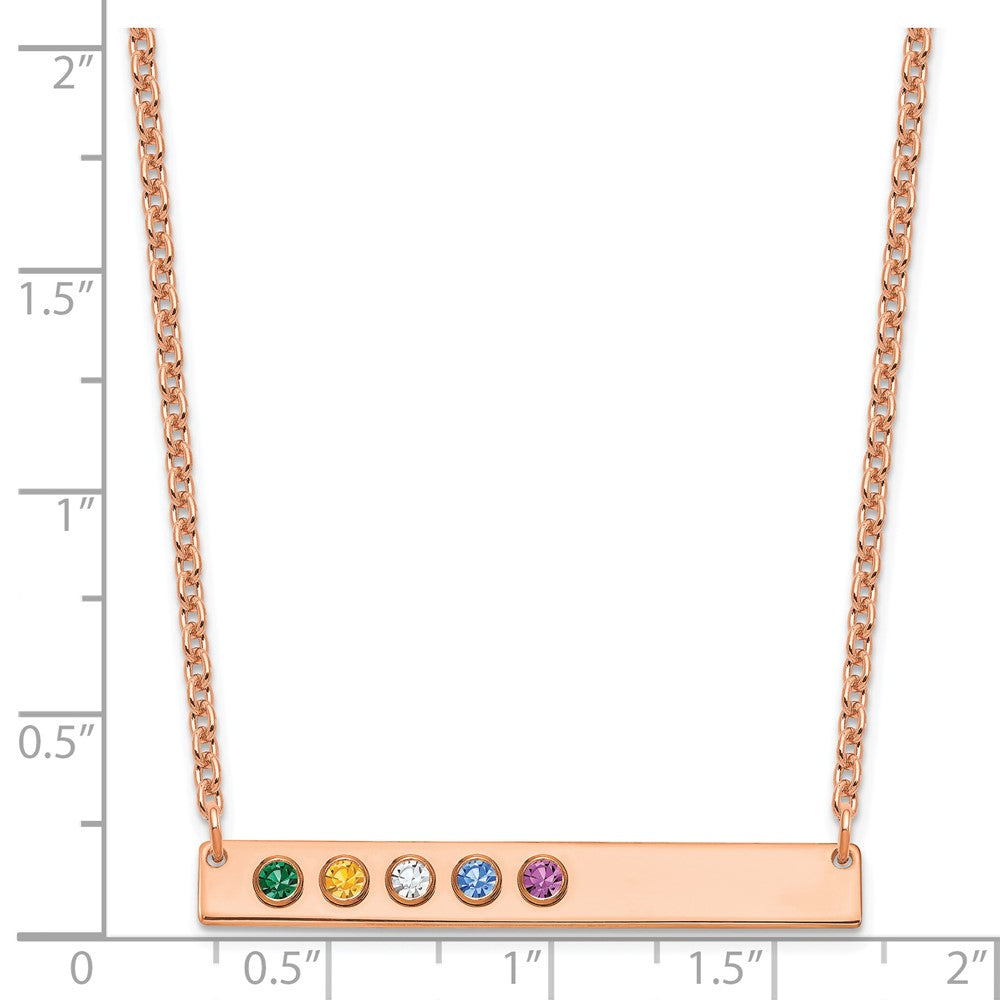 14K Rose Gold 5 Birthstone w/ 14k Bezel Large Bar Necklace