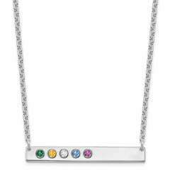 Sterling silver/Rhodium-plated 9 Birthstone Large Bar Necklace