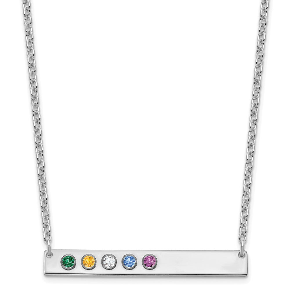 Sterling silver/Rhodium-plated 9 Birthstone Large Bar Necklace