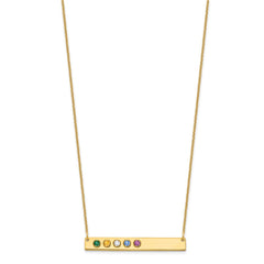 14KY 5 Birthstone w/ 14k Bezel Large Bar Necklace