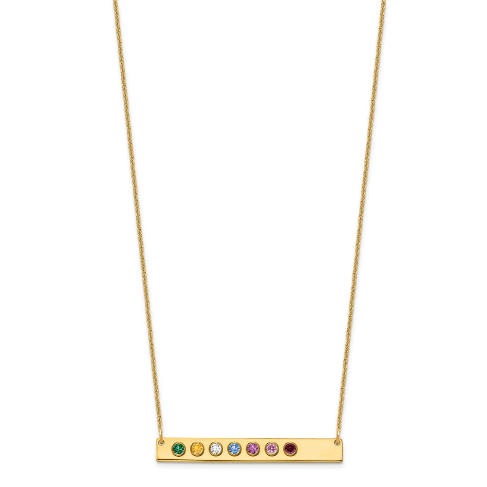 14KY 8 Birthstone w/ 14k Bezel Large Bar Necklace