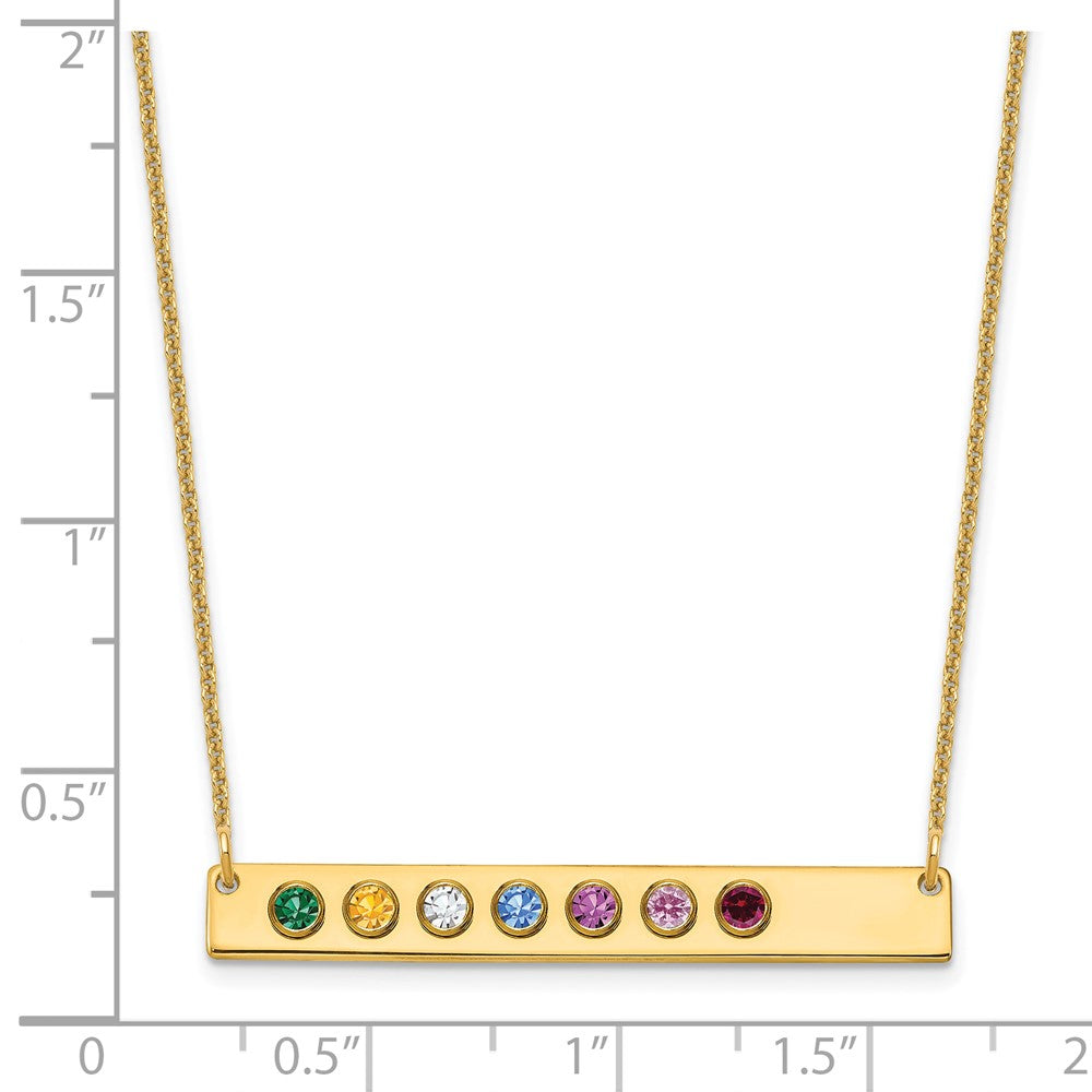 14KY 8 Birthstone w/ 14k Bezel Large Bar Necklace