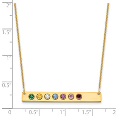 14KY 8 Birthstone w/ 14k Bezel Large Bar Necklace