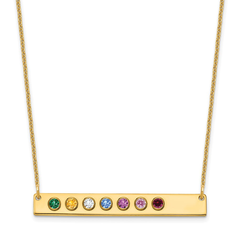 14KW 8 Birthstone w/ 14k Bezel Large Bar Necklace