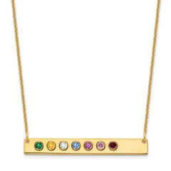 14KW 7 Birthstone w/ 14k Bezel Large Bar Necklace