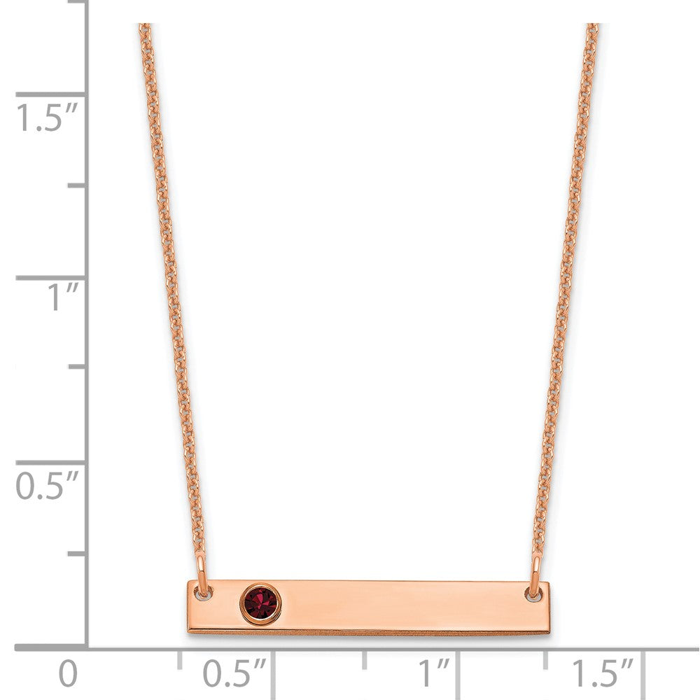 14K Rose Gold 1 Birthstone w/ 14k Bezel Small Bar Necklace