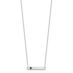 14KW 1 Birthstone w/ 18k Rhodium Plated Bezel Small Bar Necklace