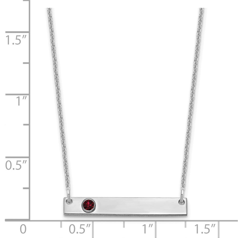 14KW 1 Birthstone w/ 18k Rhodium Plated Bezel Small Bar Necklace