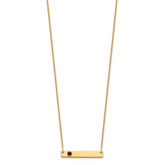 14KY 1 Birthstone w/ 14k Bezel Small Bar Necklace