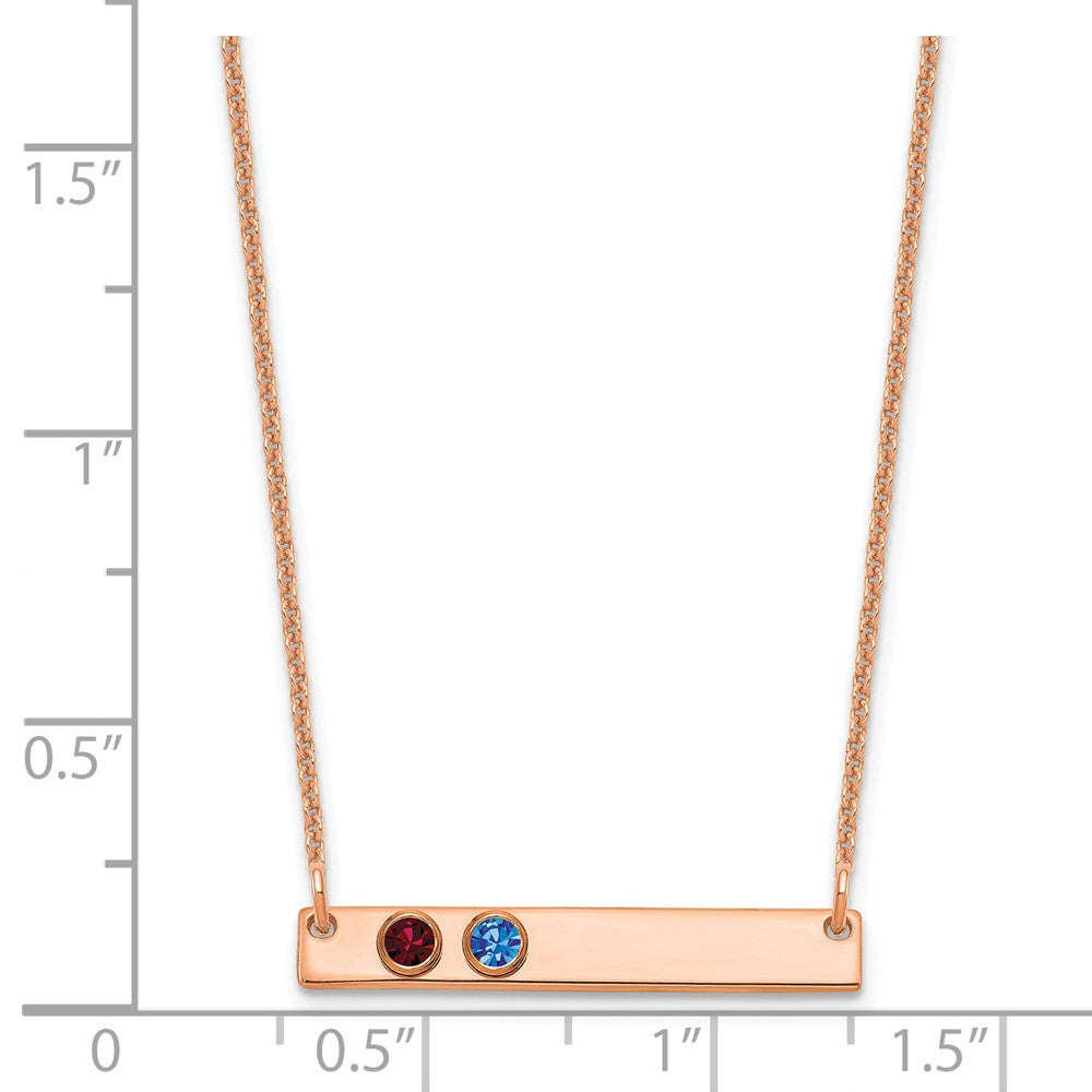 14K Rose Gold 2 Birthstone w/ 14k Bezel Small Bar Necklace