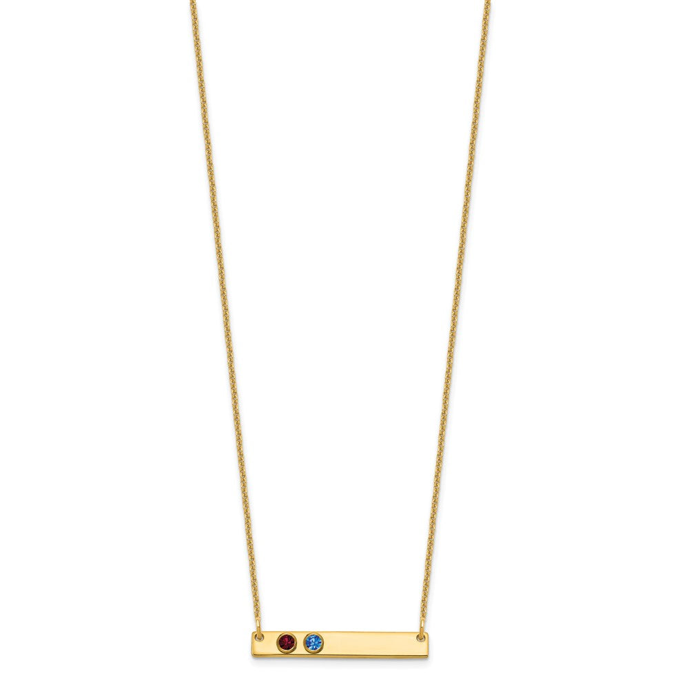 14KY 2 Birthstone w/ 14k Bezel Small Bar Necklace