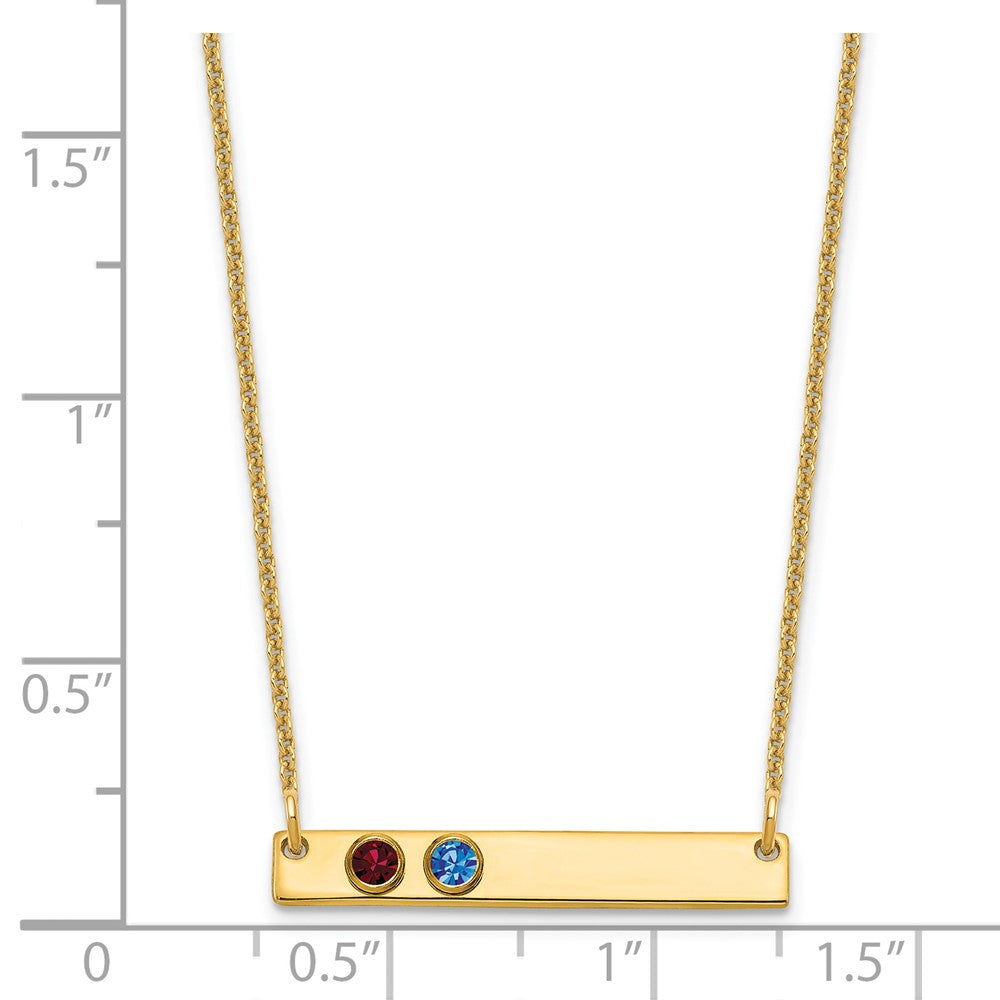 14KY 2 Birthstone w/ 14k Bezel Small Bar Necklace