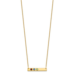 14KY 3 Birthstone w/ 14k Bezel Small Bar Necklace