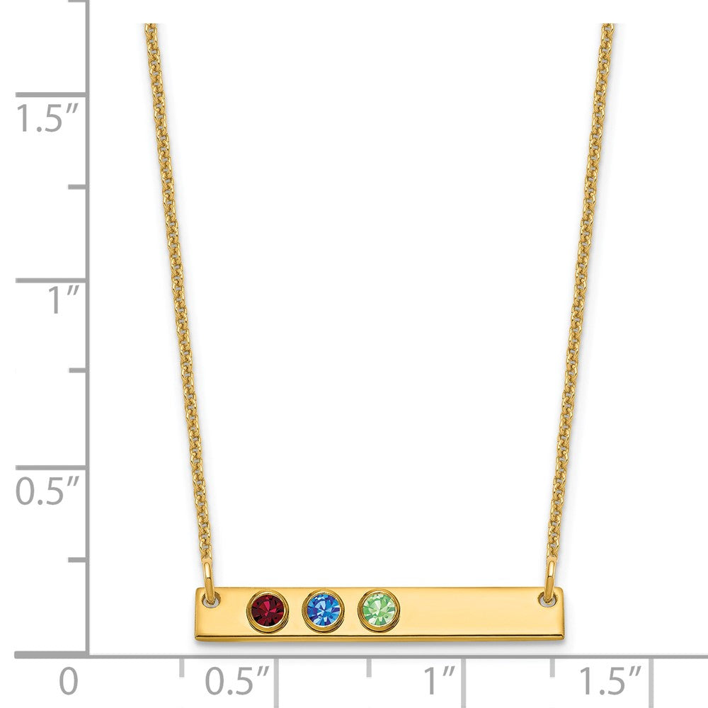 14KY 3 Birthstone w/ 14k Bezel Small Bar Necklace