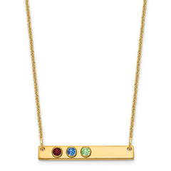 14KY 3 Birthstone w/ 14k Bezel Small Bar Necklace