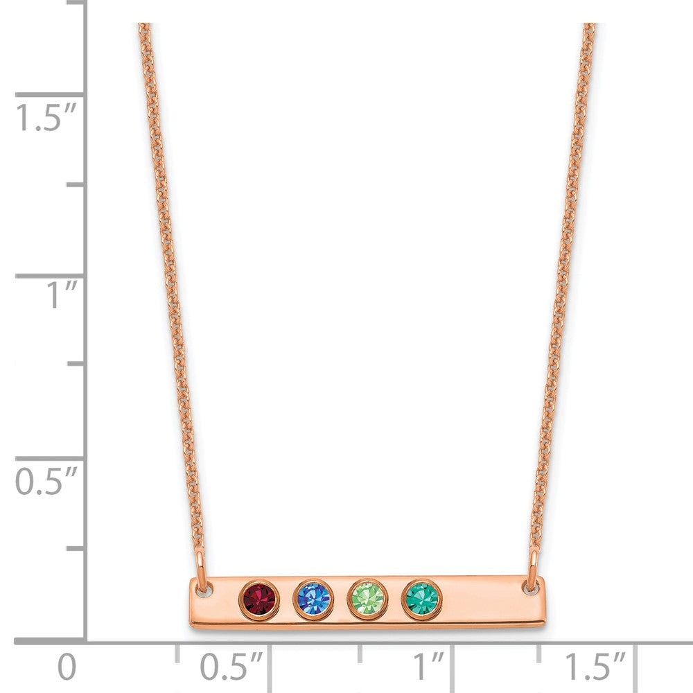 14K Rose Gold 4 Birthstone w/ 14k Bezel Small Bar Necklace