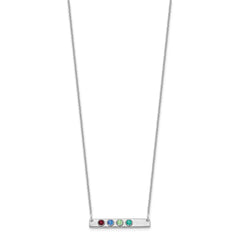 14KW 4 Birthstone w/ 18k Rhodium Plated Bezels Small Bar Necklace