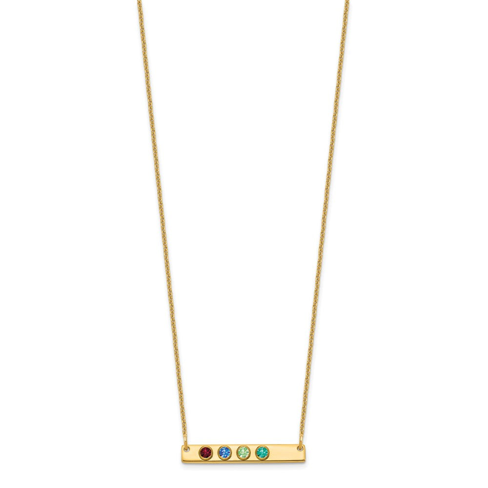 14KY 4 Birthstone w/ 14k Bezel Small Bar Necklace