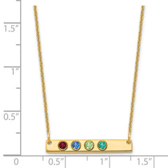 14KY 4 Birthstone w/ 14k Bezel Small Bar Necklace