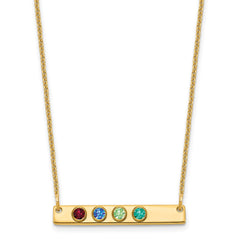 14KY 4 Birthstone w/ 14k Bezel Small Bar Necklace