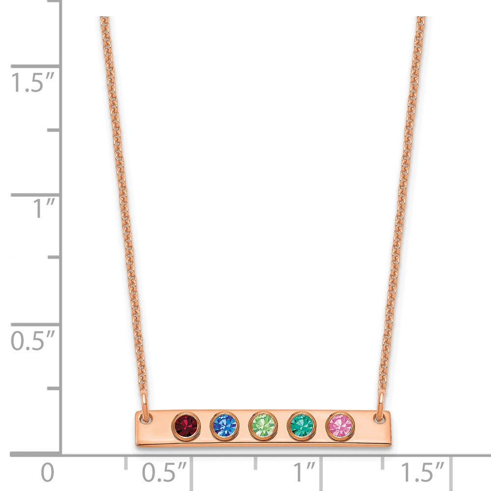 14K Rose Gold 5 Birthstone w/ 14k Bezel Small Bar Necklace