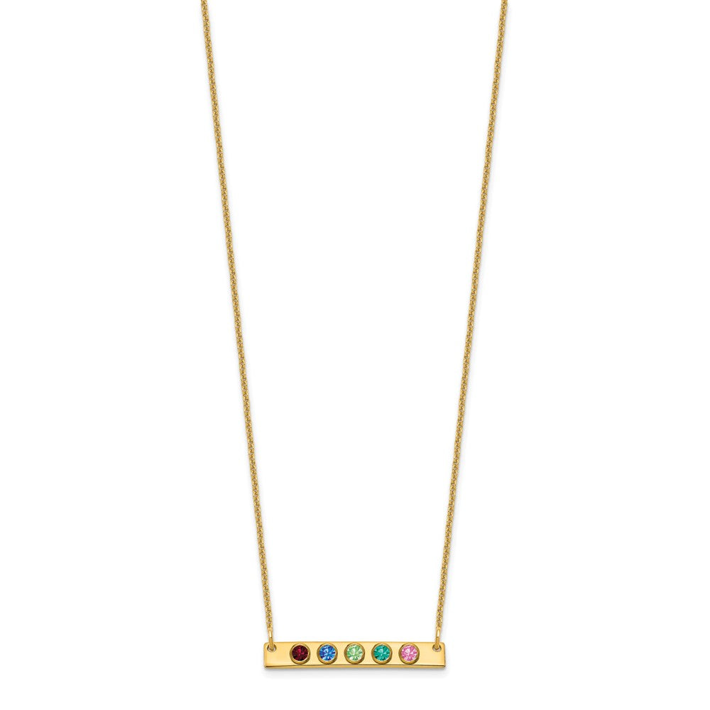 14KY 5 Birthstone w/ 14k Bezel Small Bar Necklace