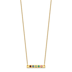 14KY 5 Birthstone w/ 14k Bezel Small Bar Necklace